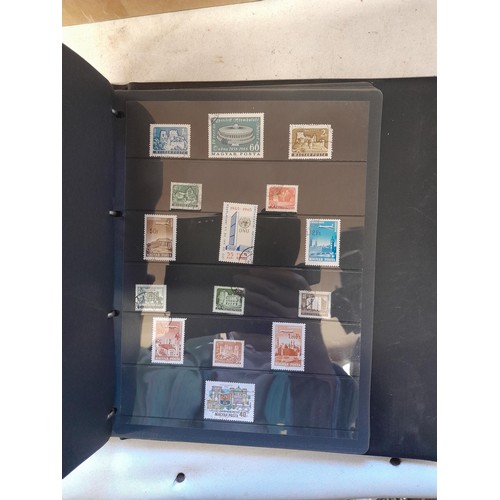 153 - Box of nine stamp albums, pages, loose mint, unmounted and used , an all world collection approx 10 ... 