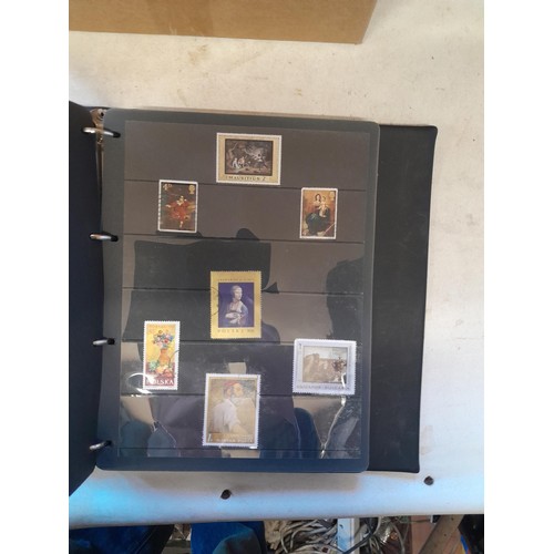 153 - Box of nine stamp albums, pages, loose mint, unmounted and used , an all world collection approx 10 ... 