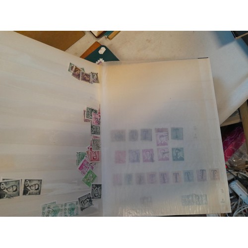 153 - Box of nine stamp albums, pages, loose mint, unmounted and used , an all world collection approx 10 ... 