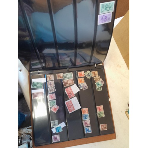 153 - Box of nine stamp albums, pages, loose mint, unmounted and used , an all world collection approx 10 ... 