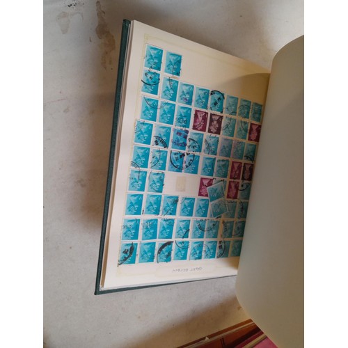 157 - Stamps of GB mainly used in five albums and three stock books with a folder of PHQ cards approx 11 k... 