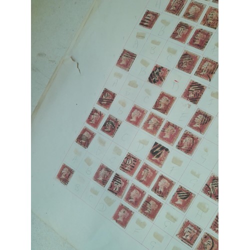 175 - Stamps : part plate reconstruction of plate 189 for 1d reds (133) cat £1131