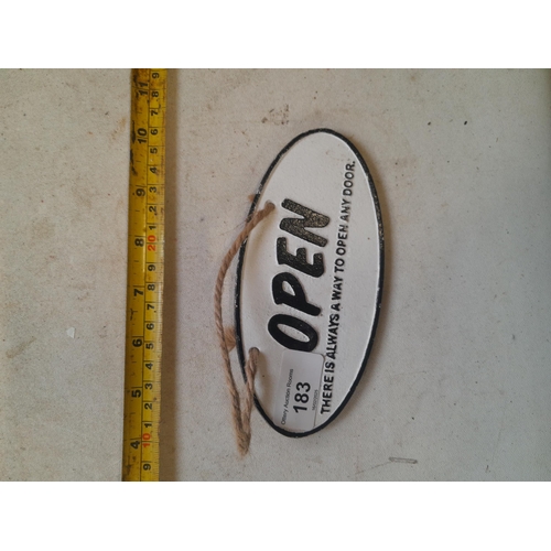 183 - Cast iron double sided open / closed sign