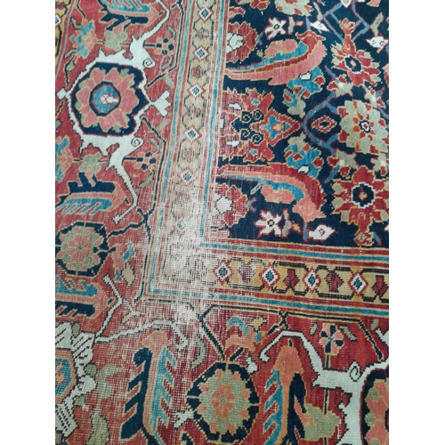 100A - Early 20th century Persian hand woven rug, note wear at one end, good quality rug 180 cms x 150 cms