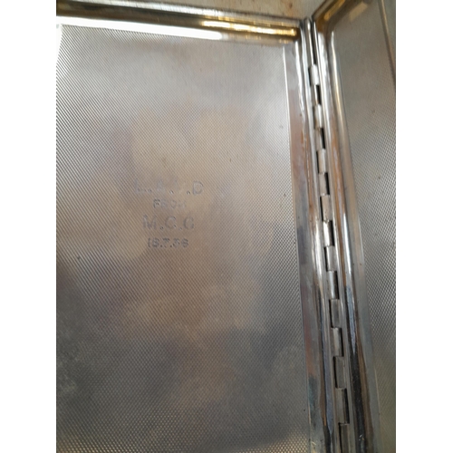 192 - Solid silver cigarette case with inscription inside Birm. 1946 188 g