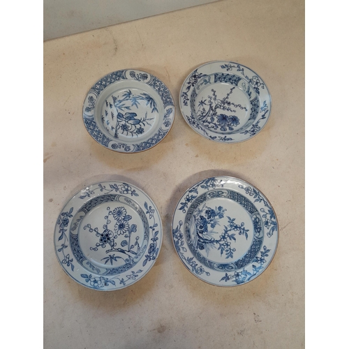 210 - 4 x 19th century Chinese blue and white plates note frits and hairlines