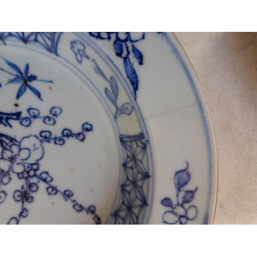 210 - 4 x 19th century Chinese blue and white plates note frits and hairlines