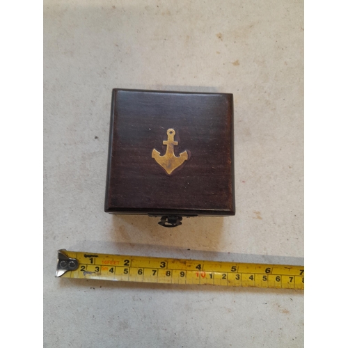 228 - Antique style compass in hardwood box