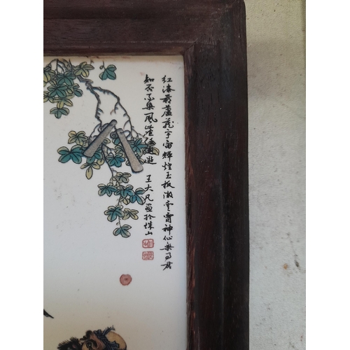 229 - Framed Chinese porcelain wall plaque