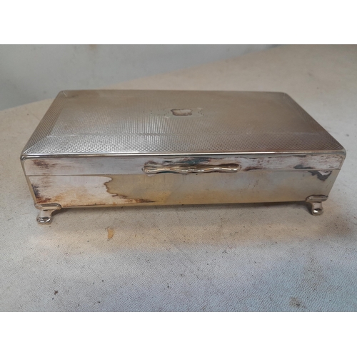 238 - Silver plated cigarette box with engine turned decoration, South East Asian lower grade silver pin d... 