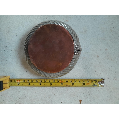 243 - Late 19th century mixed metal slave bangle from South East Asian made into a dish with copper bottom