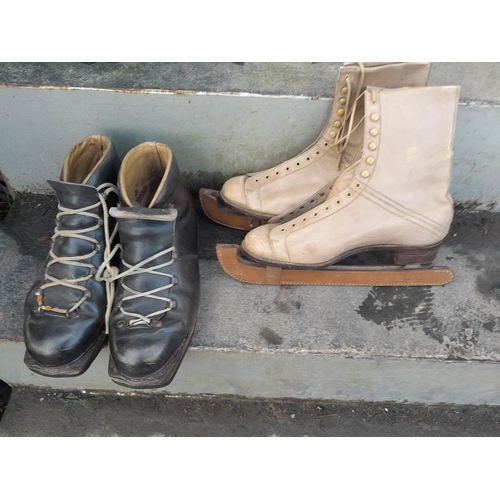 439 - Reiker hiking boots and vintage ladies ice skates