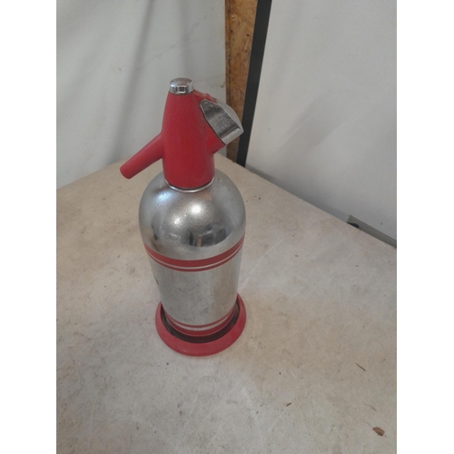 455 - Vintage soda syphon on plastic stand