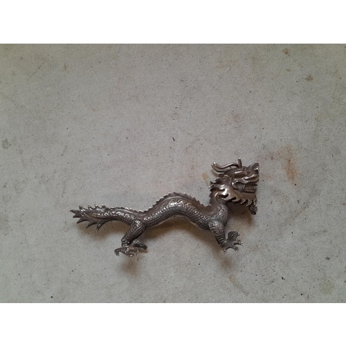 245 - Chinese silver table card setting modelled as a dragon