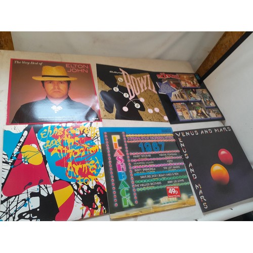 212 - Various LP vinyl record albums : Rod Stewart, John Lennon, Yes, The Nice, Wings, Elvis Costello