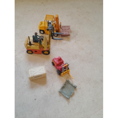 363 - Die cast toy cars : Forklifts ,  Dinky, Matchbox & Tomica play worn