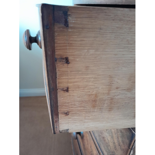412 - Victorian mahogany bow front chest of drawers with bun handles , two short and three long graduated ... 