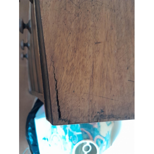 412 - Victorian mahogany bow front chest of drawers with bun handles , two short and three long graduated ... 