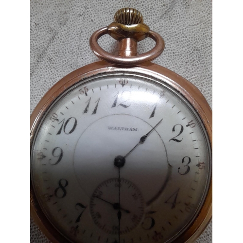 430 - Early 20th century gold plated pocket watch for spares repair by Waltham