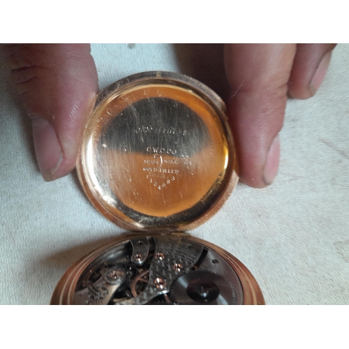 430 - Early 20th century gold plated pocket watch for spares repair by Waltham