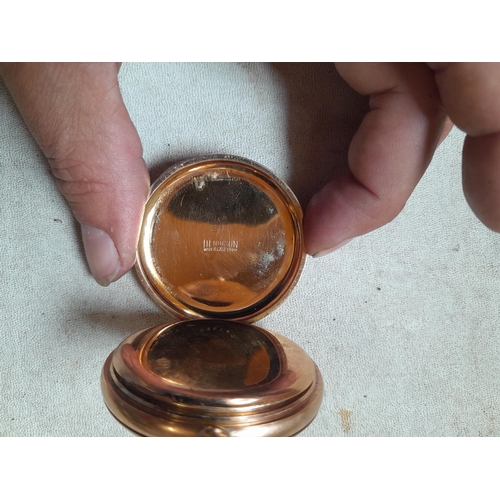 432 - Early 20th century gold plated full hunter pocket watch for spares repair by Wagstaff in Dennison ca... 