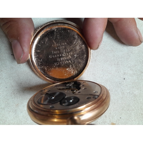 432 - Early 20th century gold plated full hunter pocket watch for spares repair by Wagstaff in Dennison ca... 