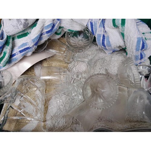 478 - 4 x boxes of china and glassware : Doulton Desert Star pattern dinner ware, jardinieres etc.