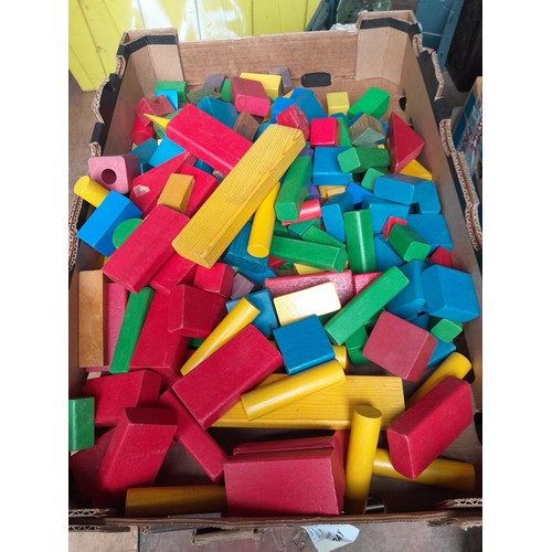 468 - Biscuit tin of Lego , box of wooden construction bricks , clockwork train set, and other toys etc.