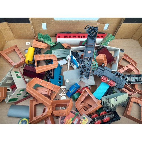 468 - Biscuit tin of Lego , box of wooden construction bricks , clockwork train set, and other toys etc.