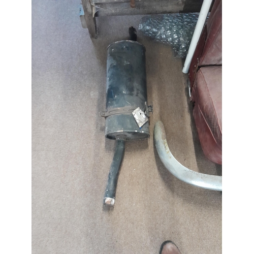 35 - Chrome bumper and bonnet and seats & incomplete exhaust probably from a Jaguar