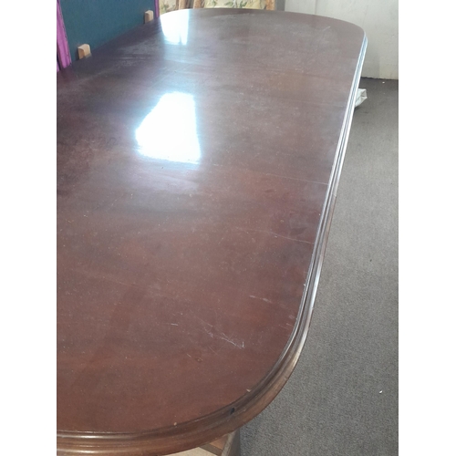 40 - Vintage painted base dining table with mahogany top 227 cms x 120 cms x 78 cms
