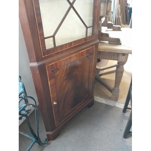 45 - Edwardian inlaid mahogany corner cupboard