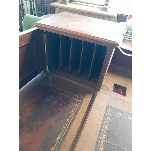 52 - Edwardian red walnut carved Gentleman's desk with satinwood nest of drawers, fitted interior, hinged... 