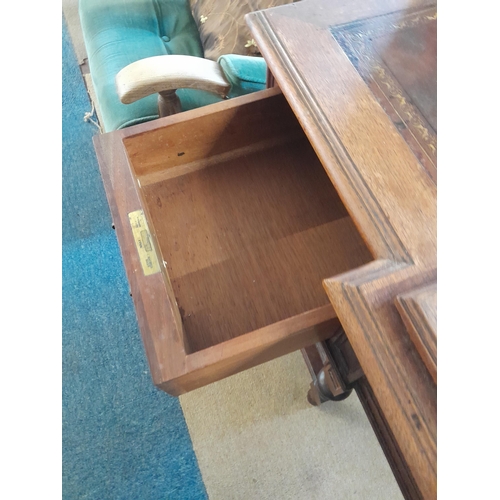 52 - Edwardian red walnut carved Gentleman's desk with satinwood nest of drawers, fitted interior, hinged... 