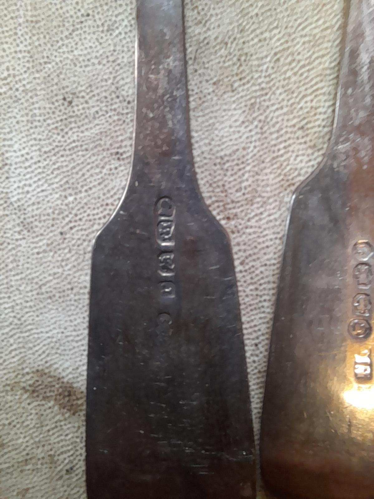 Mixed date and maker Exeter silver forks gross weight 365 g
