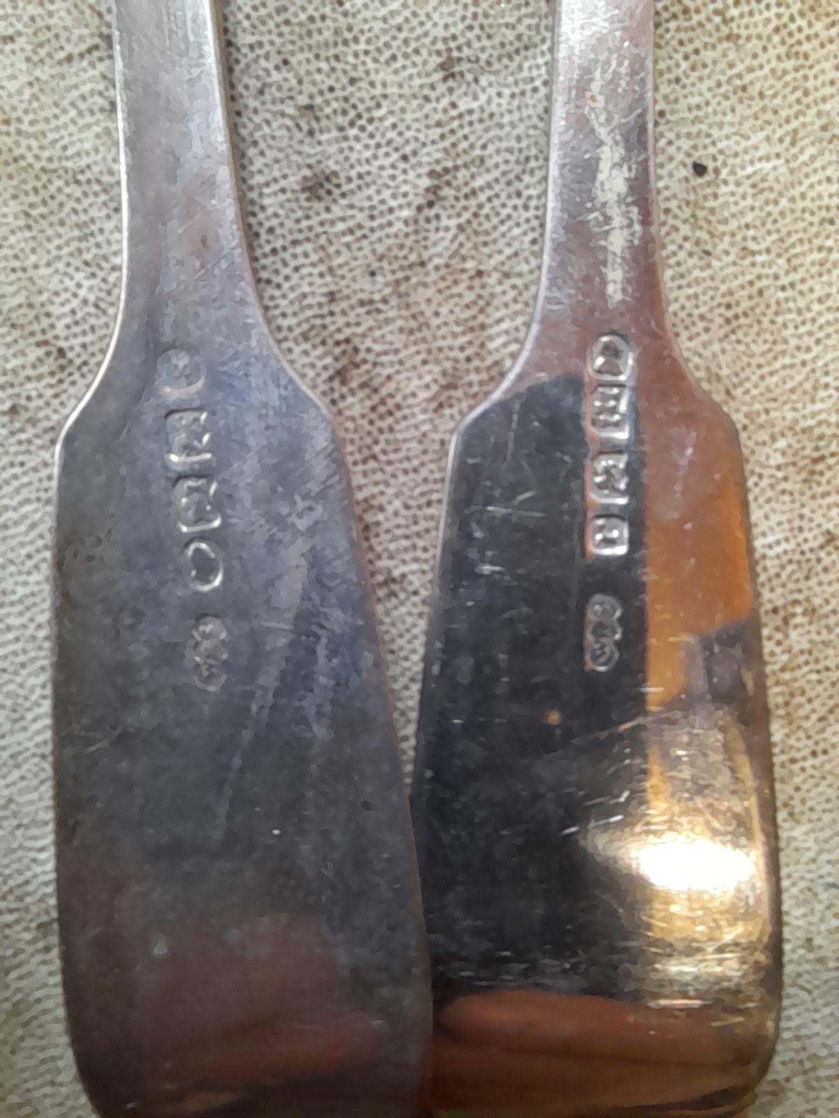 Mixed date and maker Exeter silver forks gross weight 365 g