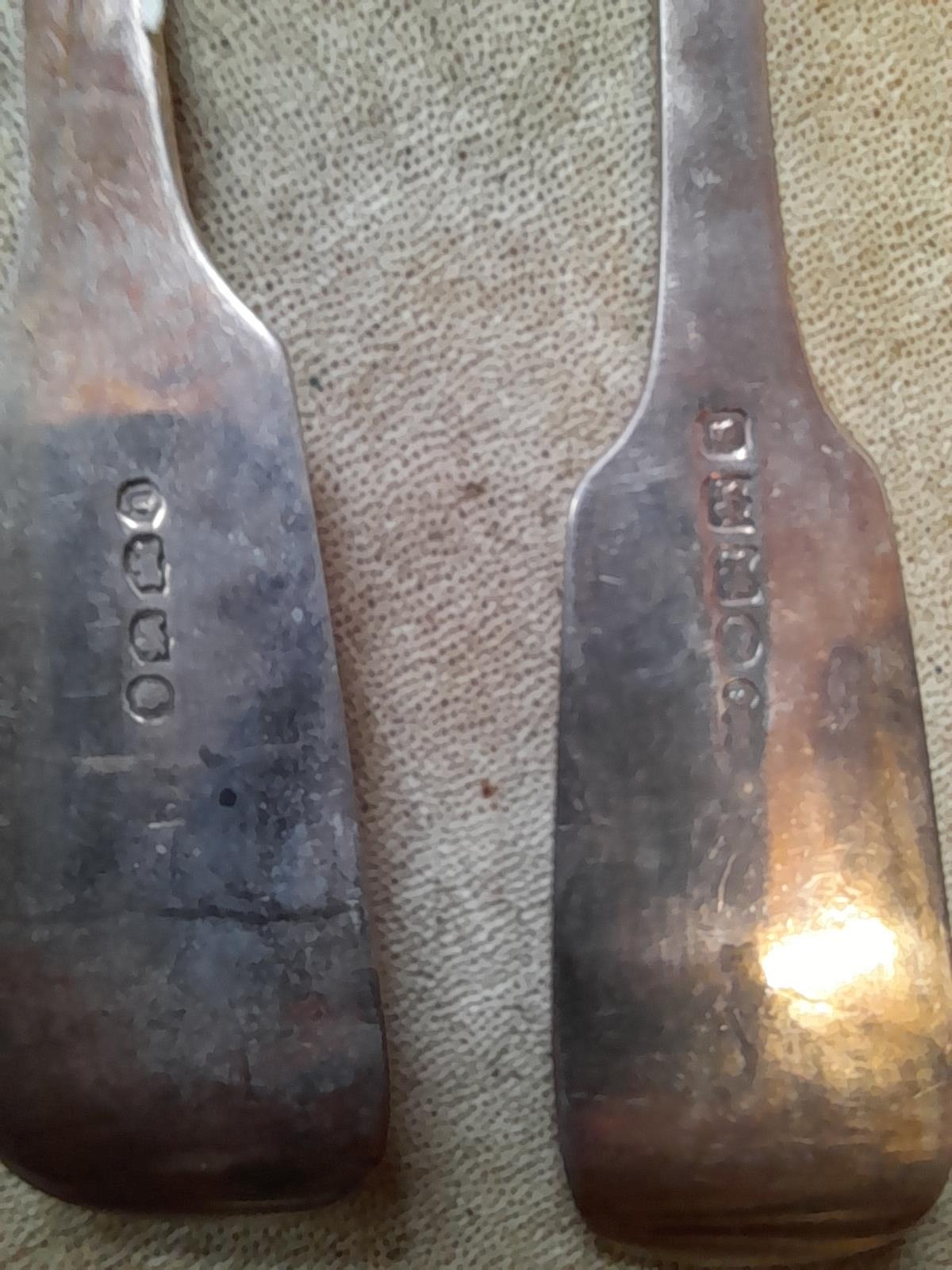 Mixed date and maker Exeter silver forks gross weight 365 g