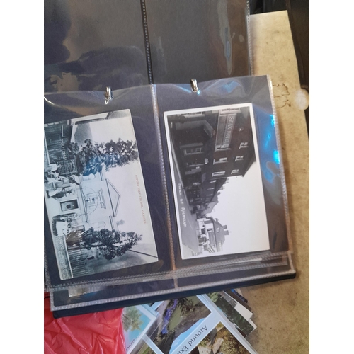 241 - Postcards : empty albums, card sleeves, postcards of Lynmouth, Alcaster and environs, political figu... 