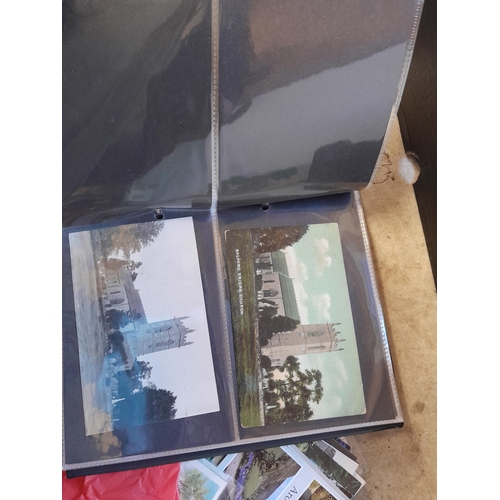 241 - Postcards : empty albums, card sleeves, postcards of Lynmouth, Alcaster and environs, political figu... 