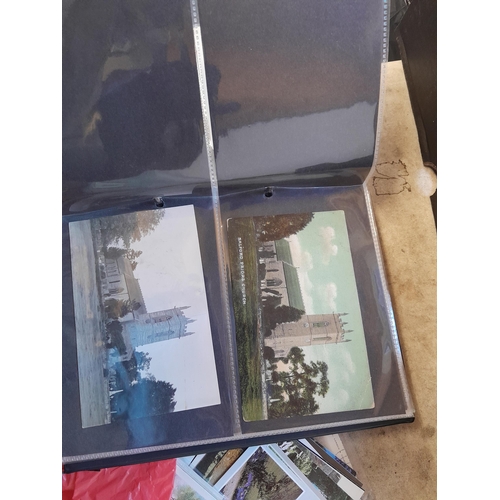241 - Postcards : empty albums, card sleeves, postcards of Lynmouth, Alcaster and environs, political figu... 