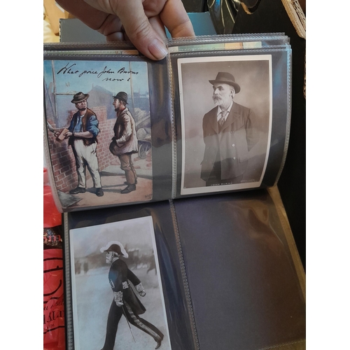 241 - Postcards : empty albums, card sleeves, postcards of Lynmouth, Alcaster and environs, political figu... 