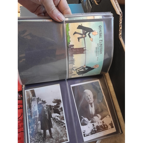 241 - Postcards : empty albums, card sleeves, postcards of Lynmouth, Alcaster and environs, political figu... 