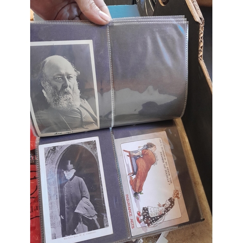241 - Postcards : empty albums, card sleeves, postcards of Lynmouth, Alcaster and environs, political figu... 