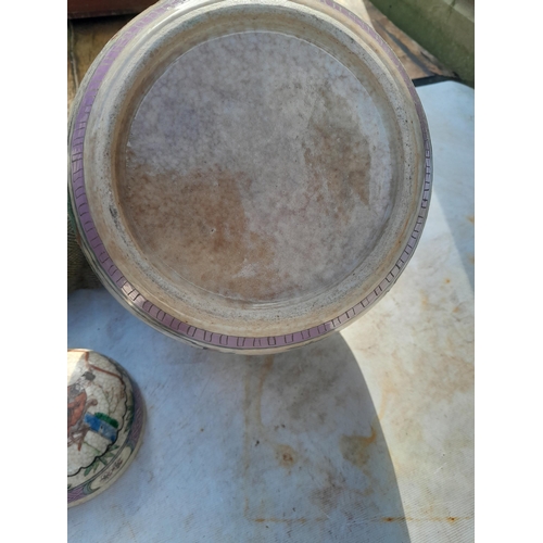 11 - Vintage Famille Rose style jar and cover and damaged Imari bowl and one other Japanese vase