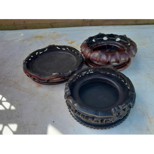 23 - 3 x vintage Chinese hardwood carved vase stands