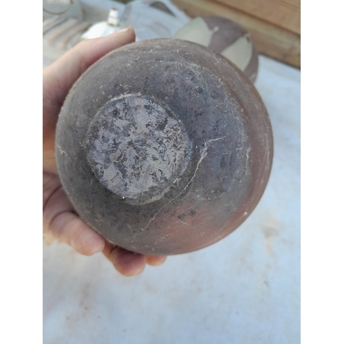 24 - Box of decorative pottery and other items  studio pottery, glass paperweight decorated with waterfow... 