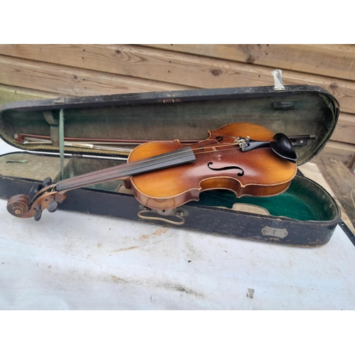 62 - Early 20th century Czechoslovakian students violin in wooden case
