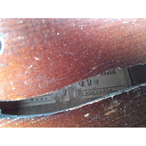 62 - Early 20th century Czechoslovakian students violin in wooden case