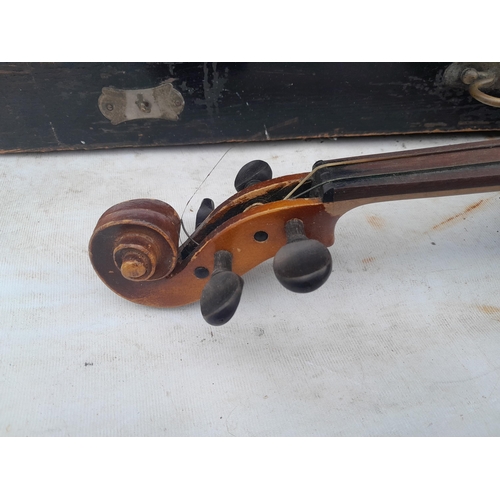 62 - Early 20th century Czechoslovakian students violin in wooden case
