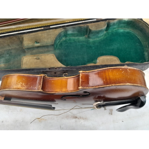 62 - Early 20th century Czechoslovakian students violin in wooden case